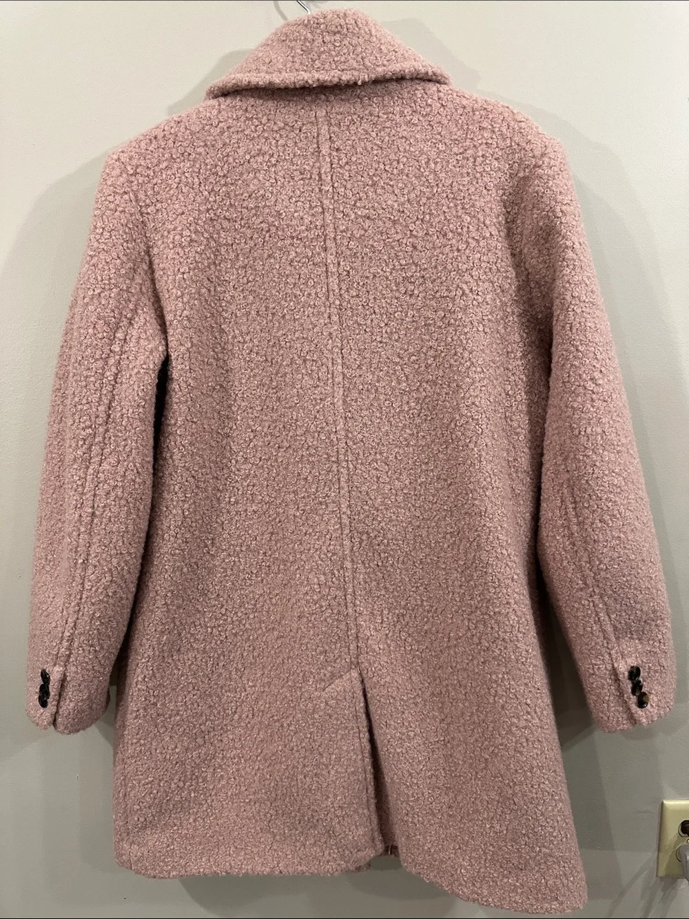 BCBGeneration Dusty Rose Teddy Double-Breasted Pea Coat, Size M